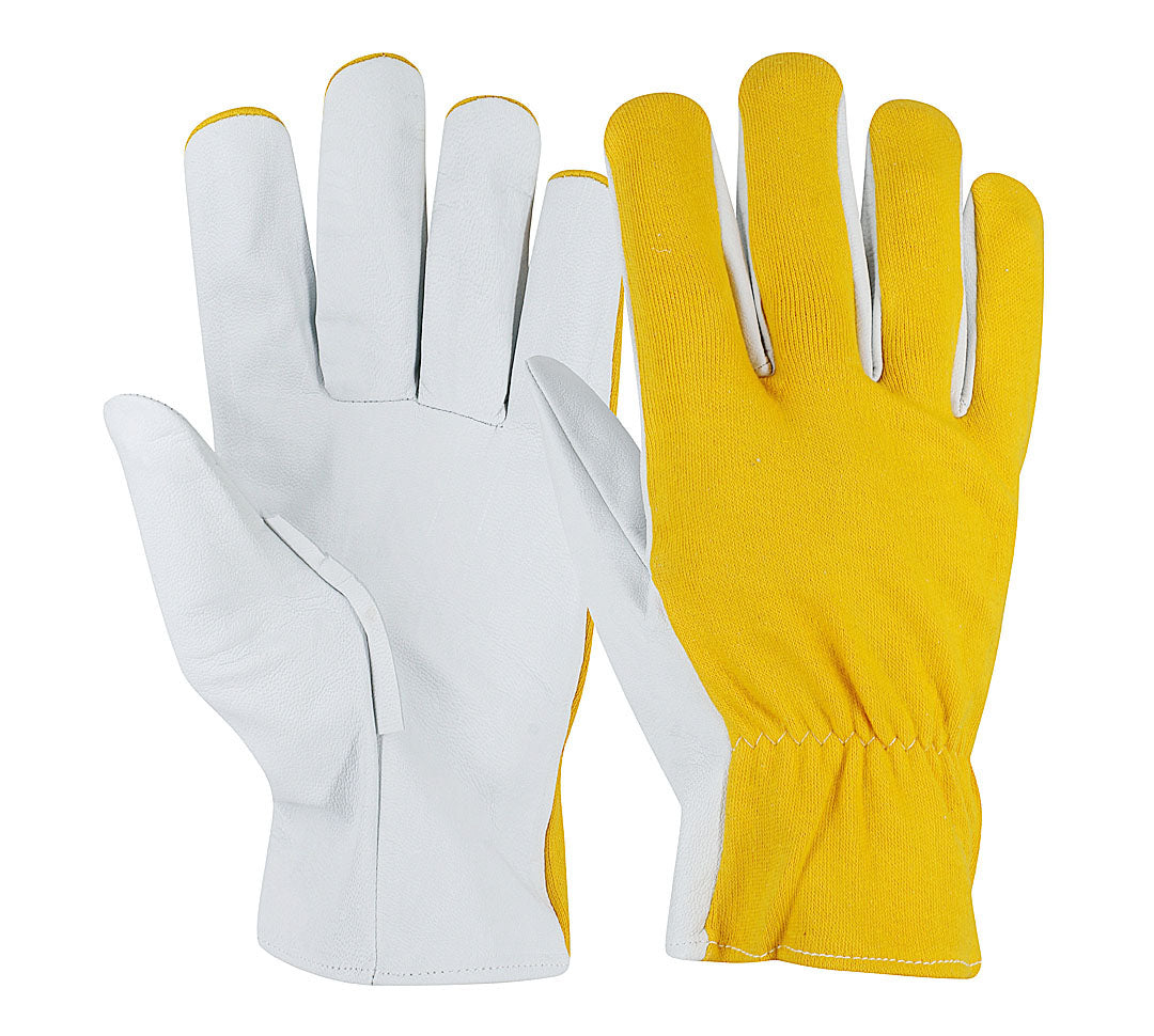 Yellow Cotton & Goatskin Leather Gloves