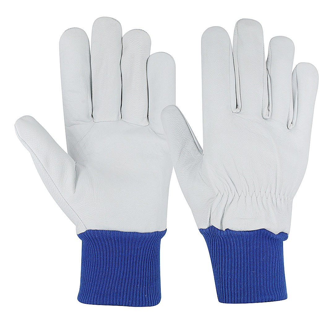 Knitted Wrist Goatskin Leather Driving Gloves 