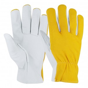 Yellow Cotton & Goatskin Leather Gloves